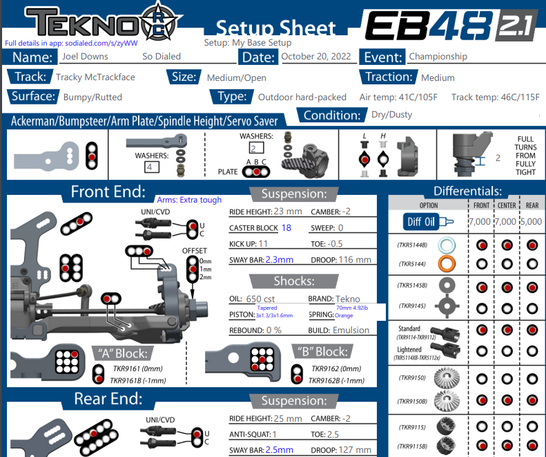 Save your Setup to the Manufacturer Setup Sheet