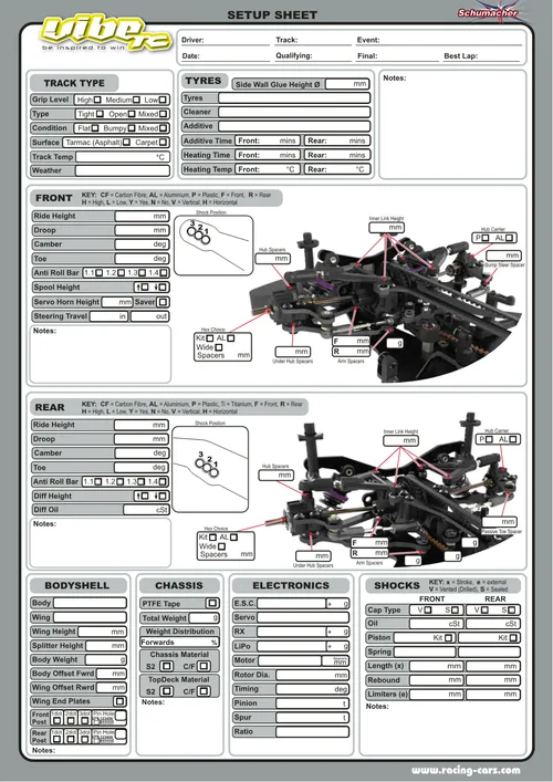 Schumacher Vibe TC Setup Sheet Editable
