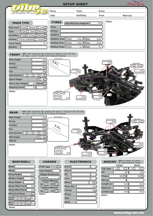 Schumacher Vibe TC Setup Sheet Blank