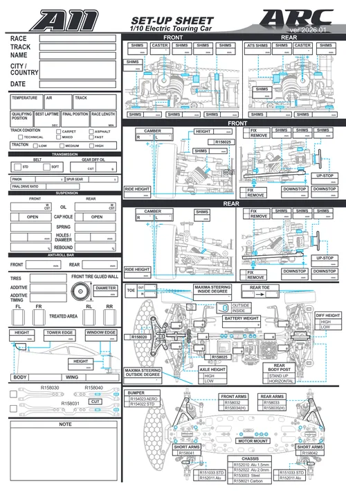 ARC A11 Setup Sheet Blank