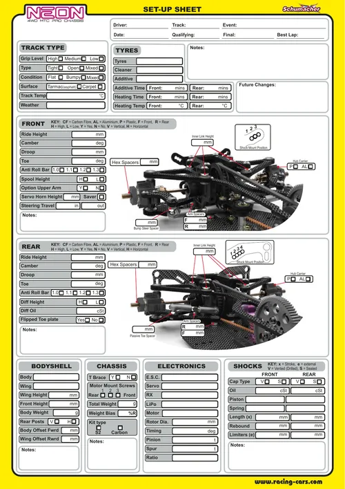 Schumacher Neon Setup Sheet Editable
