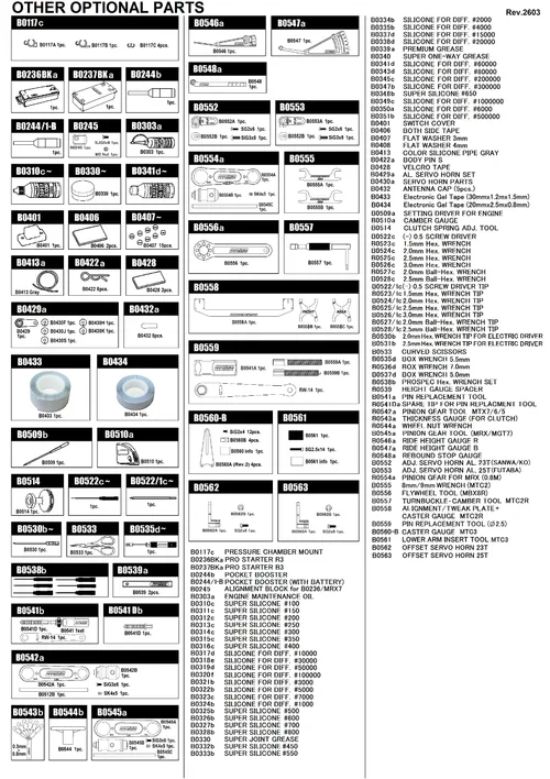 Mugen MSX1 Option Parts List