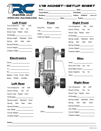 1RC Midget Setup Sheet