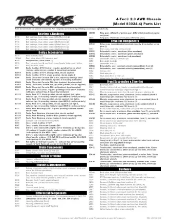 Traxxas 4-Tec 2.0 Parts List