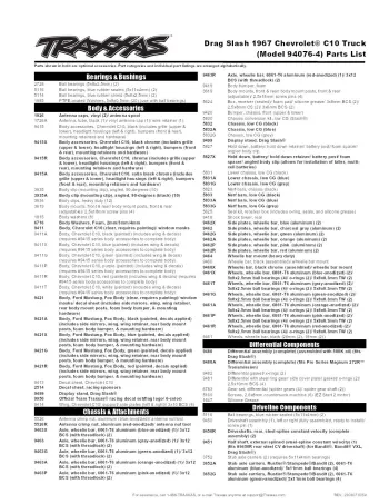 Traxxas Drag Slash C10 Parts List