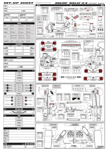 XRAY XB8 23 Pivot Ball Setup Sheet Editable