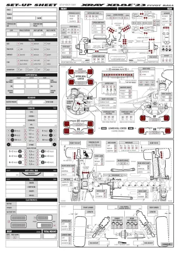 XRAY XB8E 23 Pivot Ball Setup Sheet Editable