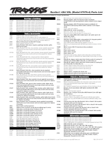 Traxxas Rustler 4X4 VXL Parts List