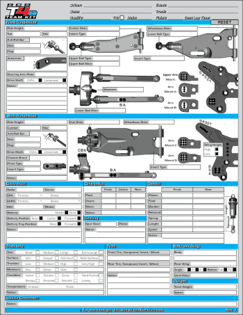 Team Associated RC8 T4e Setup Sheet Editable