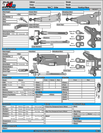 Team Associated RC8 T4e Setup Sheet Blank
