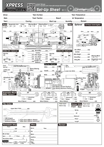 Xpress ARROW AT1S Setup Sheet Blank