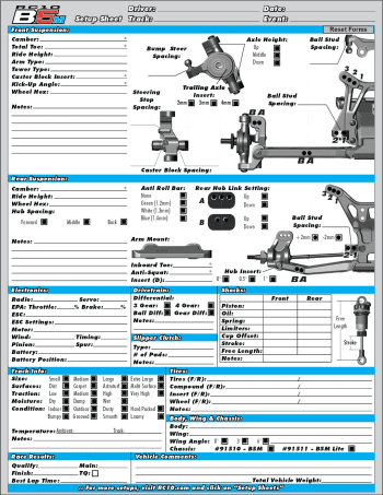 Team Associated RC10 B5M Setup Sheet Editable