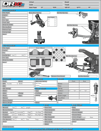 Team Associated DR10M Blank Setup Sheet