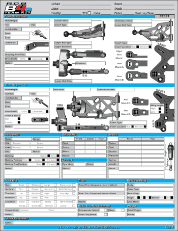Team Associated RC8 B4e Setup Sheet (Editable)
