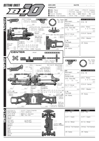 Yokomo BD10 Blank Setup Sheet