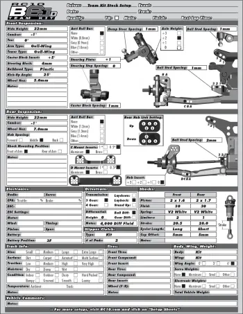 Team Associated RC10 B6.1D Kit Setup Sheet