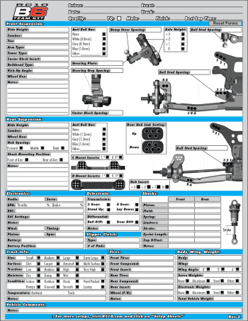 Team Associated RC10 B6/B6D Blank Setup Sheet (Editable)