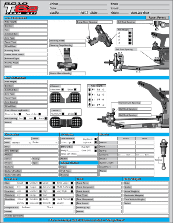 Team Associated RC10 T6.2 Blank Setup Sheet (Editable)