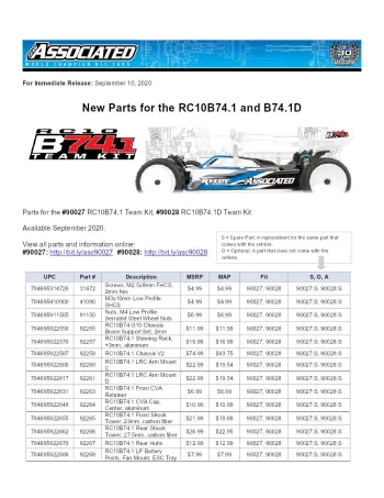 Team Associated B74.1 Parts Comparison with B74