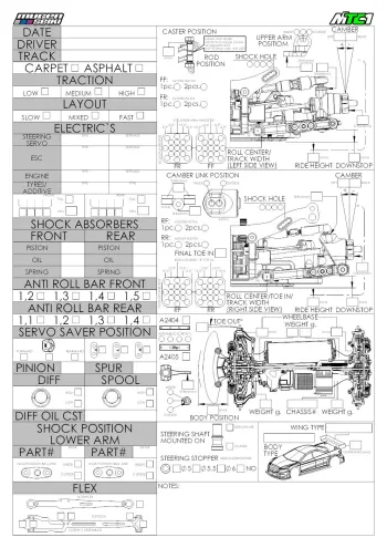Mugen MTC1 Blank Setup Sheet