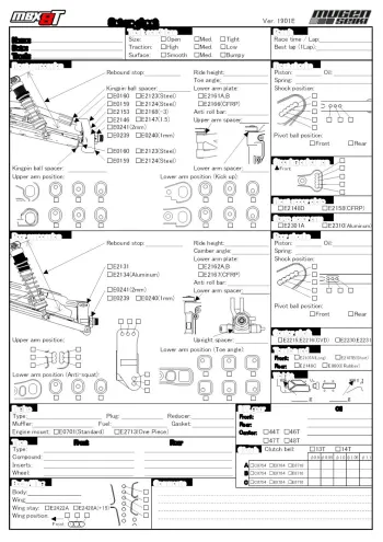 Mugen MBX8T Blank Setup Sheet