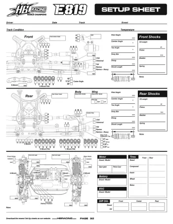HB E819 Blank Setup Sheet