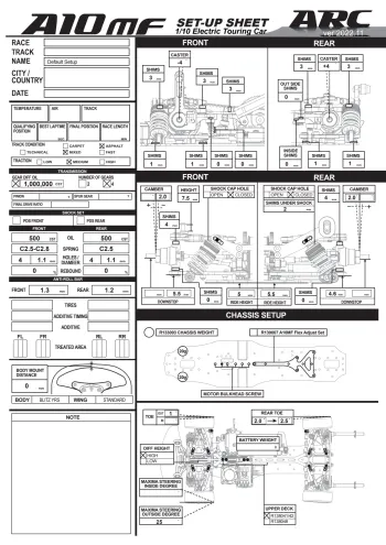 ARC A10MF Setup Sheet Default