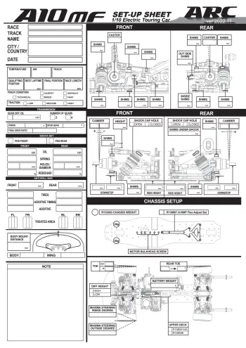 ARC A10MF Setup Sheet Blank