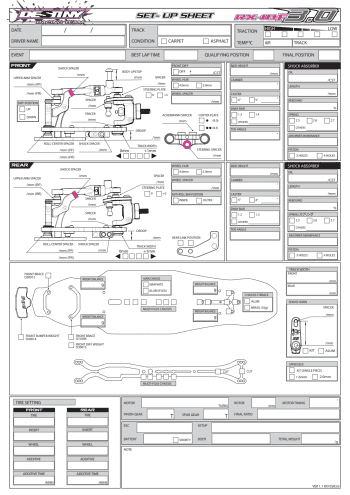 Destiny RX-10F3.0 Setup Sheet Blank