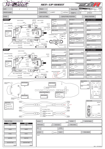 Destiny RX-10SR3.0R Setup Sheet Blank