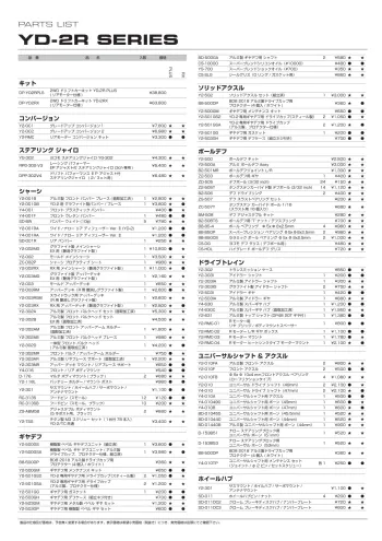 Yokomo YD-2RX Parts List