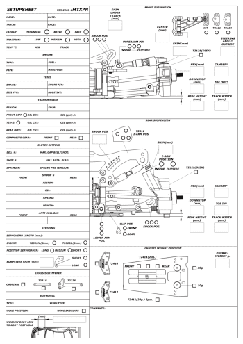 Mugen MTX7R Setup Sheet Blank