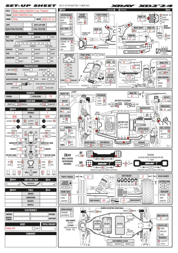 XRAY XB2 '24 Setup Sheet Dirt Low Grip - Astro Wet