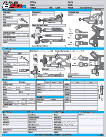 Team Associated RC8 B4.1e Setup Sheet Editable