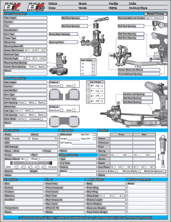 Team Associated RC10 B7 B7D Setup Sheet Editable