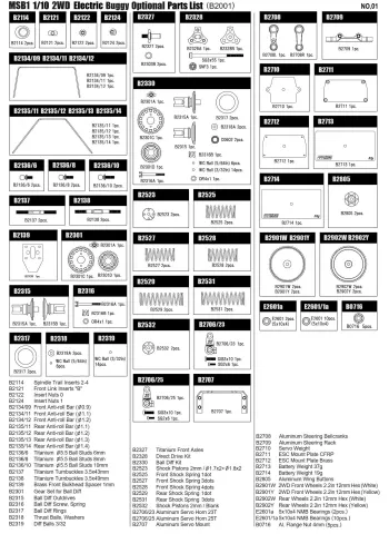 Mugen MSB1 Parts List Optional