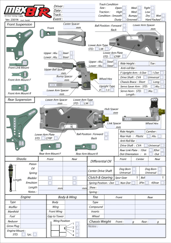 Mugen MBX8TR Setup Sheet Editable