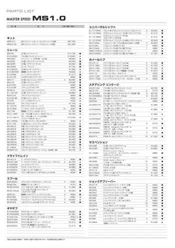 Yokomo MS1.0 Parts List