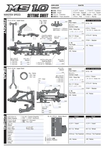 Yokomo MS1.0 Setup Sheet Editable
