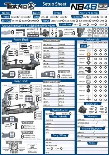 Tekno NB48 2.2 Setup Sheet Editable