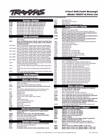 Traxxas 4-Tec Drift Parts List