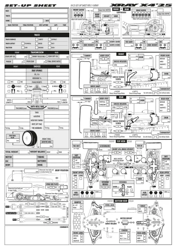 XRAY X4 '25 Setup Sheet Blank