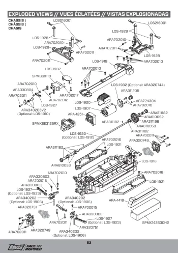 Team Losi NASCAR 1:12 Exploded View