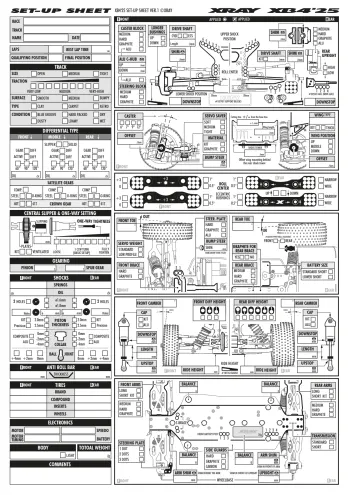 XRAY XB4 '25 Setup Sheet Blank