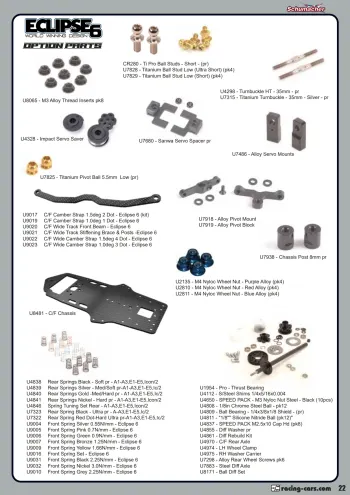 Schumacher Eclipse 6 Parts List