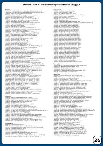 Tekno ET48 2.2 Parts List