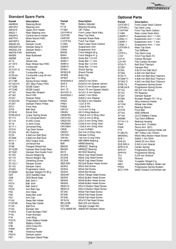 Awesomatix A800FXR Parts List