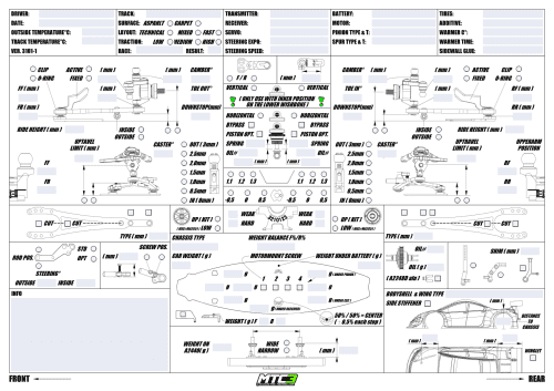 Mugen MTC3 Setup Sheet Blank