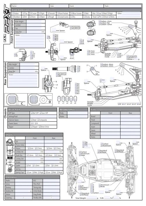 TLR 22X-T Setup Sheet Editable