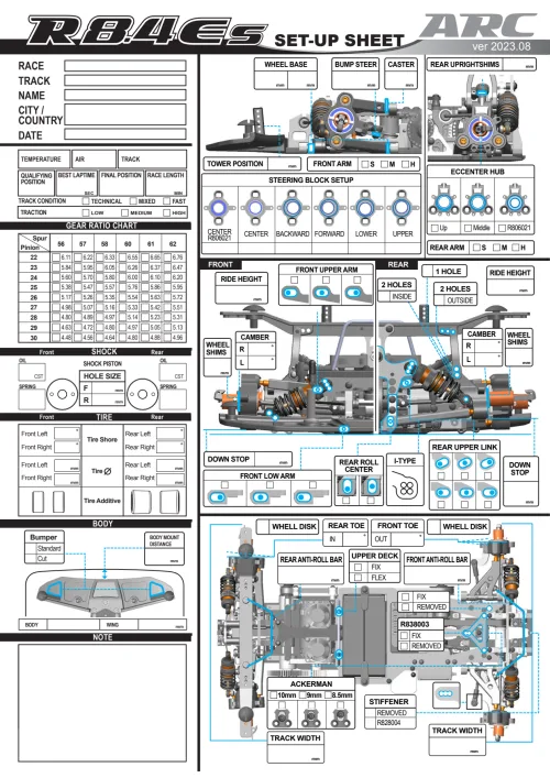 ARC R8.4ES Setup Sheet Blank